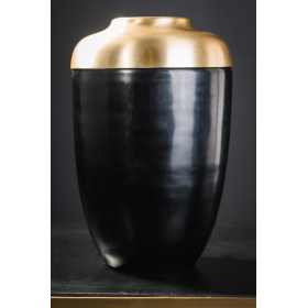 Black glass and brass vase