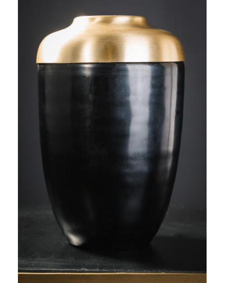 Black glass and brass vase
