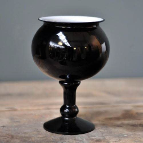 Vase en verre noir et laiton