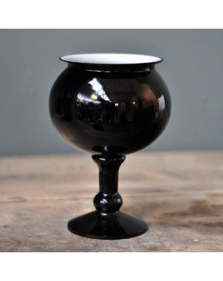 Black glass and brass vase