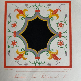 Planche chromolithographique - 1832/1849: Décoration murale de Pompéi - Mosaïques d'Herculanum par Wilhelm Zahn