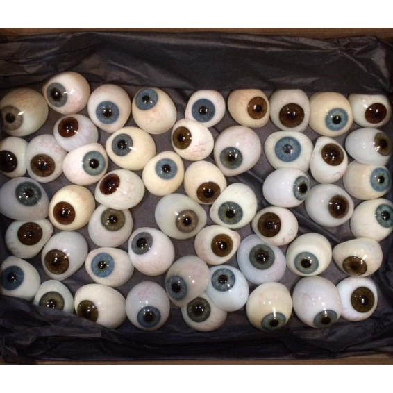 Paire D'yeux Anciens En Verre émail - Taille 9 - Poupée XIXème - Fabrication France