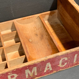 Antique wooden pharmacy display