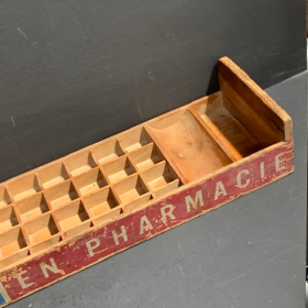 Antique wooden pharmacy display