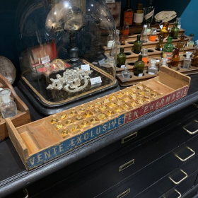 Antique wooden pharmacy display