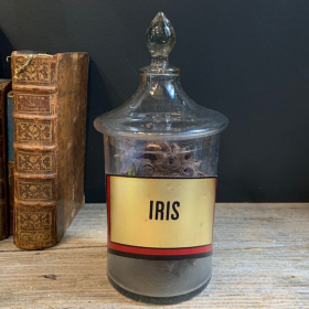 Bocal en cristal d'Herboriste ou de Pharmacie du 19ème siècle - Iris