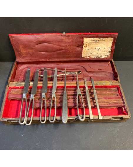 Coffret d'amputation en bois et laiton - Chirurgien militaire - XIXème siècle