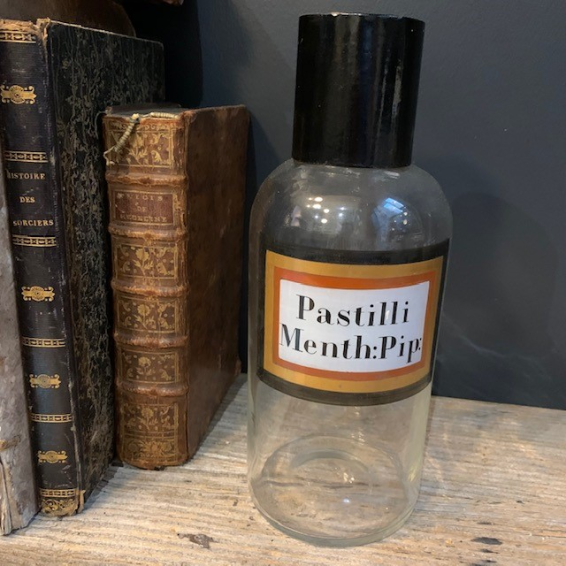 Pastilles de Menthe - Flacon de pharmacie en verre soufflé - XIXème siècle