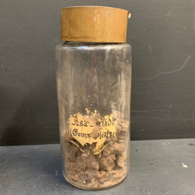 Asa-fœtida (Gomme résine) / Ase fétide  - Flacon de pharmacie - Herboristerie en verre soufflé - XIXème siècle