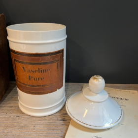 Pot de pharmacie en faïence - Vaseline pure - XIXème siècle