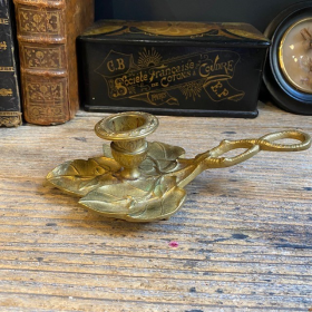 Bougeoir rat de cave en bronze - Feuille - Art Nouveau
