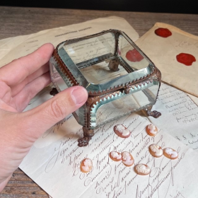 19th century glass and brass reliquary box - Jewellery box