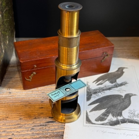 Antique drum microscope for botanist, entomologist - BONVALOT model - XIXth century