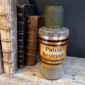 Dextrin powder - Starch - Antique pharmacy bottle - Pulvis Dextrinae