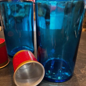 Flacon bleu de pharmacie -  Fin XIXème siècle en verre soufflé