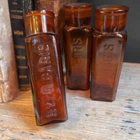 BYLA - Antique Pharmacy bottle in amber glass