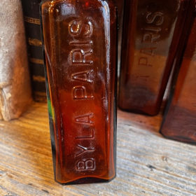 BYLA - Antique Pharmacy bottle in amber glass