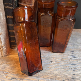 BYLA - Antique Pharmacy bottle in amber glass