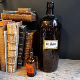 Potassium Bromide Elixir - Antique and large brown English pharmacy bottle