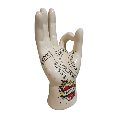 Main tatouée en porcelaine - FAMILY - Porte-bague - Baguier  (TJP0028)