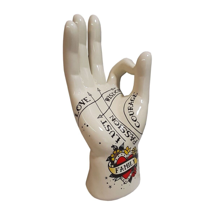 Main tatouée en porcelaine - FAMILY - Porte-bague - Baguier  (TJP0028)