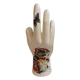 Tattooed hand in porcelain - Ring holder - FAMILY Model