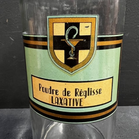Poudre de Réglisse (Laxative) - Ancien flacon de pharmacie avec bouchon en bakélite