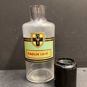 Kaolin lavé - Ancien flacon de pharmacie avec bouchon en bakélite