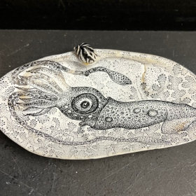 Real seashell drawn by fish & freaks - Cuttlefish - Octopus