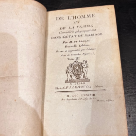 De l'Homme et de la Femme - Par M. de Lignac - Tome 3 - Anatomie de la procréation - 1779