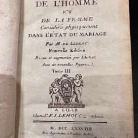 De l'Homme et de la Femme - Par M. de Lignac - Tome 3 - Anatomie de la procréation - 1779