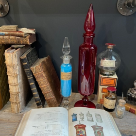 19th century pharmacy display jar - Blown red glass
