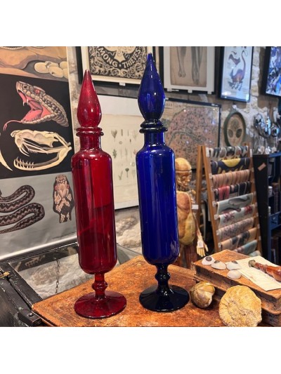 Fiole de vitrine de Pharmacie ancienne - Verre rouge soufflé
