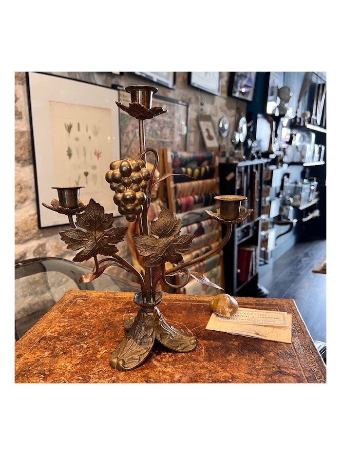 Antique church candlestick with leaves and grapes - Victorian Period Antique church candlestick with leaves and grapes - Victorian Period