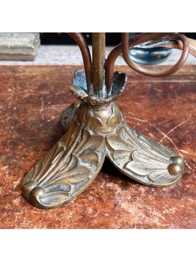 Antique church candlestick with leaves and grapes - Victorian Period