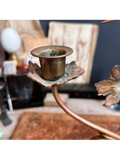 Antique church candlestick with leaves and grapes - Victorian Period