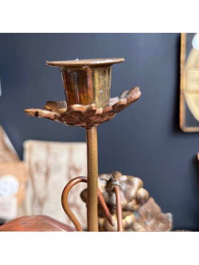 Antique church candlestick with leaves and grapes - Victorian Period