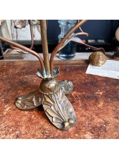 Antique church candlestick with leaves and grapes - Victorian Period