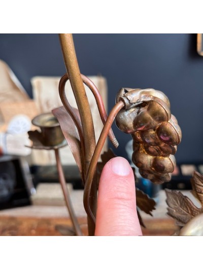 Antique church candlestick with leaves and grapes - Victorian Period