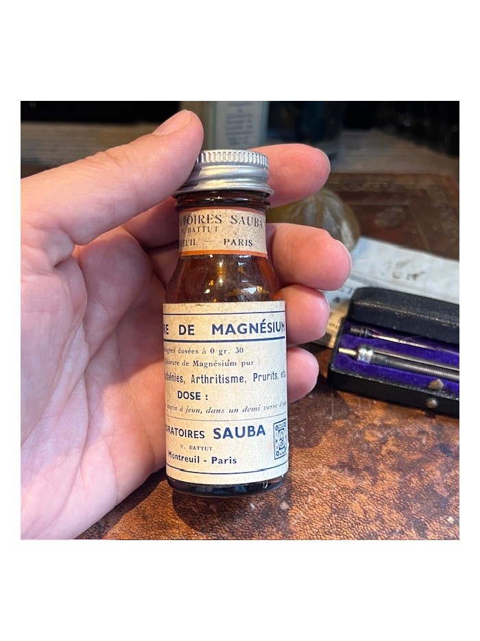 Chlorure de magnésium - Flacon de pharmacie ancien - Apothicaire