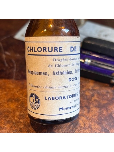 Chlorure de magnésium - Flacon de pharmacie ancien - Apothicaire