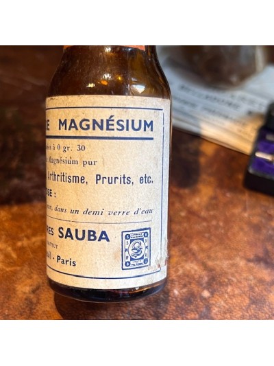 Chlorure de magnésium - Flacon de pharmacie ancien - Apothicaire