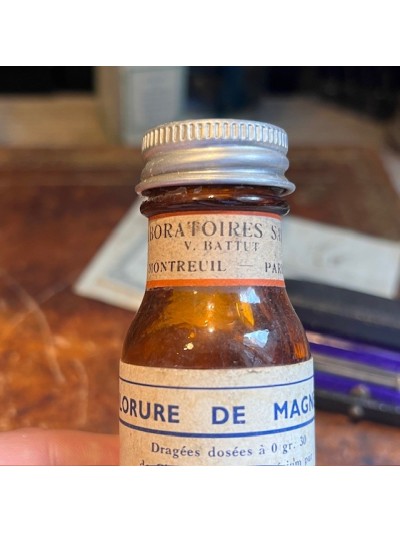 Chlorure de magnésium - Flacon de pharmacie ancien - Apothicaire