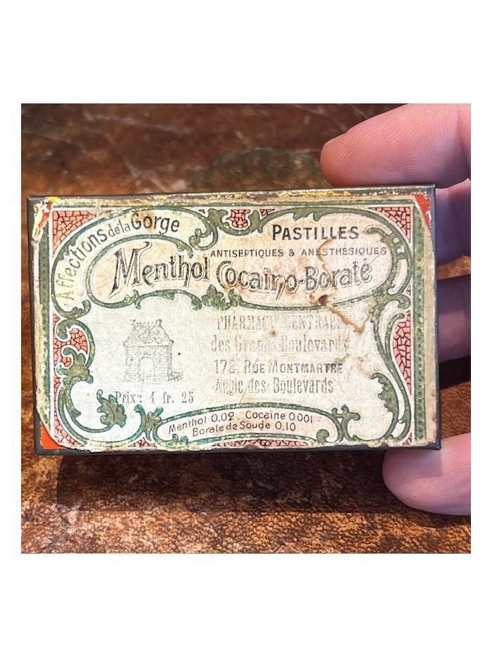Metal box of breath mints with cocaine - 1920's Metal box of breath mints with cocaine - 1920's