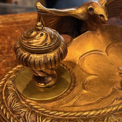 Chauve-souris - Encrier double ancien en bronze du XIXème siècle