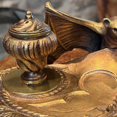 Chauve-souris - Encrier double ancien en bronze du XIXème siècle