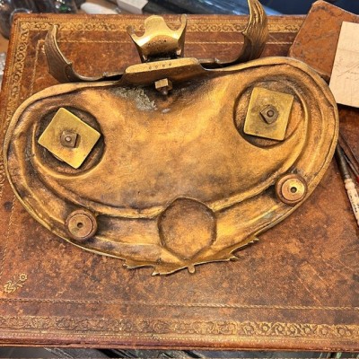 Chauve-souris - Encrier double ancien en bronze du XIXème siècle