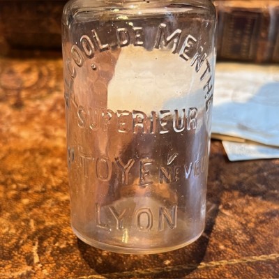 Antique TOYE mint alcohol bottle - Pharmacy bottle