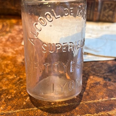 Antique TOYE mint alcohol bottle - Pharmacy bottle