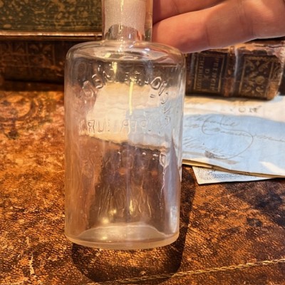 Antique TOYE mint alcohol bottle - Pharmacy bottle